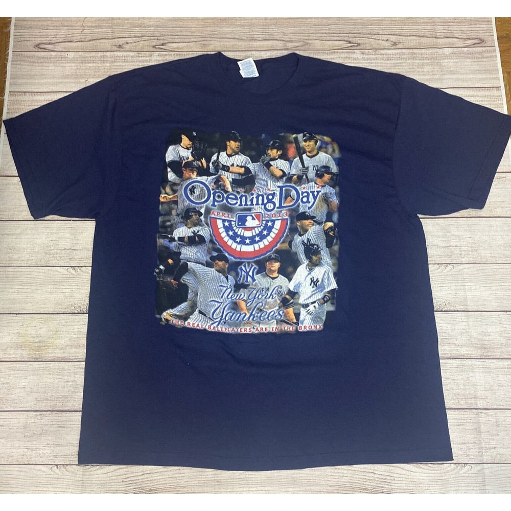 New York Yankees Graphic Shirt Mens 2Xl Blue 2013 Opening Days Derek Jeter